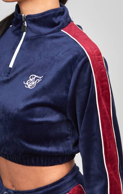 ženske SikSilk zgornji del trenirke iz mornarskega velurja oblačila P00V112